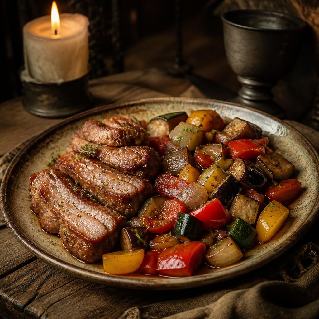 Porco Frito com Ratatouille